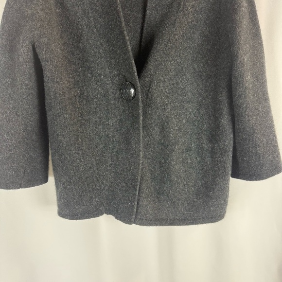 Carole Little Cardigan Gray Lambs Wool Angora One Button Bell 3/4 Sleeve size:M - Picture 4 of 12